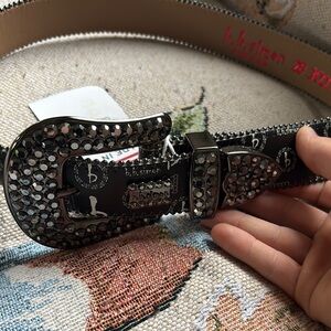 B.B. Simon Silver and Black Accent Belt